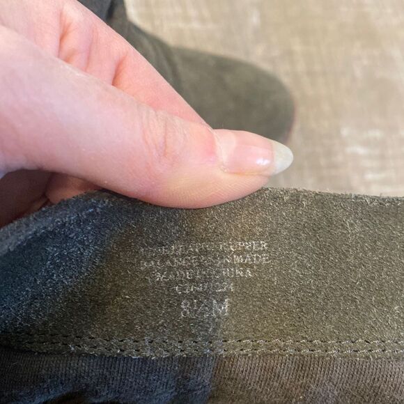 Y2K Splendid Rodeo Suede Boots Womens 8.5 Low Booties Olive Slouchy Stacked Heel - Picture 11 of 12